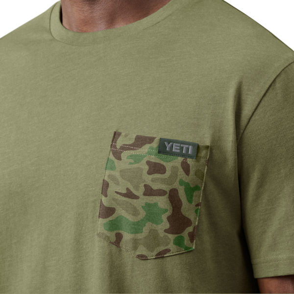 Heather Olive Yeti Camo Pocket Short Sleeve T-Shirt Short Sleeve T-Shirt | SCJZYM-532