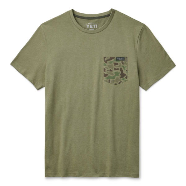 Heather Olive Yeti Camo Pocket Short Sleeve T-Shirt Short Sleeve T-Shirt | SCJZYM-532