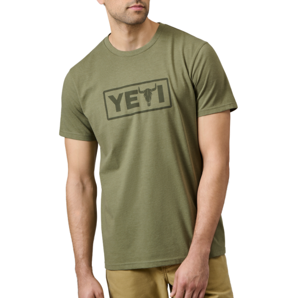 Heather Olive Yeti Steer Badge Short Sleeve T-Shirt Short Sleeve T-Shirt | XAETBI-246