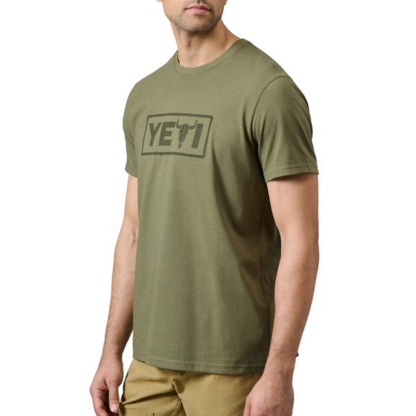 Heather Olive Yeti Steer Badge Short Sleeve T-Shirt Short Sleeve T-Shirt | XAETBI-246