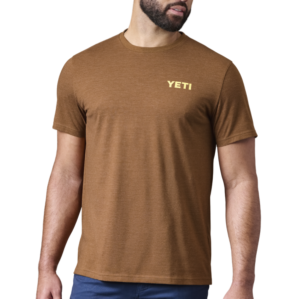 Heather Tobacco Yeti Skiff Blueprint Short Sleeve Tee Short Sleeve T-Shirt | XPLUWF-561