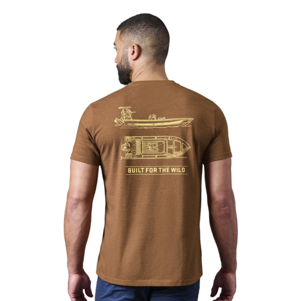 Heather Tobacco Yeti Skiff Blueprint Short Sleeve Tee Short Sleeve T-Shirt | XPLUWF-561