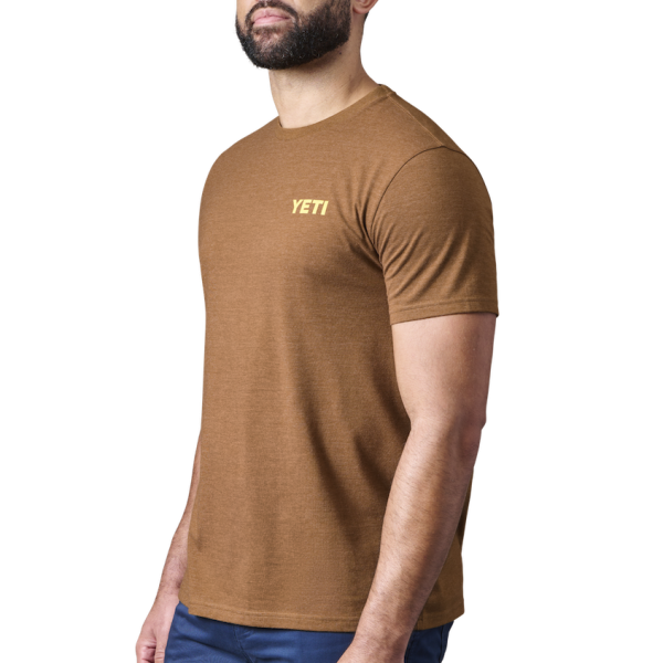 Heather Tobacco Yeti Skiff Blueprint Short Sleeve Tee Short Sleeve T-Shirt | XPLUWF-561