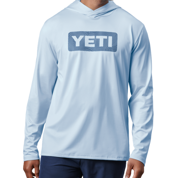 Light Blue Yeti Wave Logo Badge Hooded Long Sleeve Sunshirt Sunshirts | LFWJBS-539