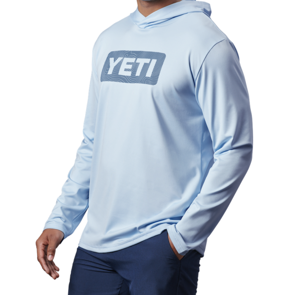 Light Blue Yeti Wave Logo Badge Hooded Long Sleeve Sunshirt Sunshirts | LFWJBS-539