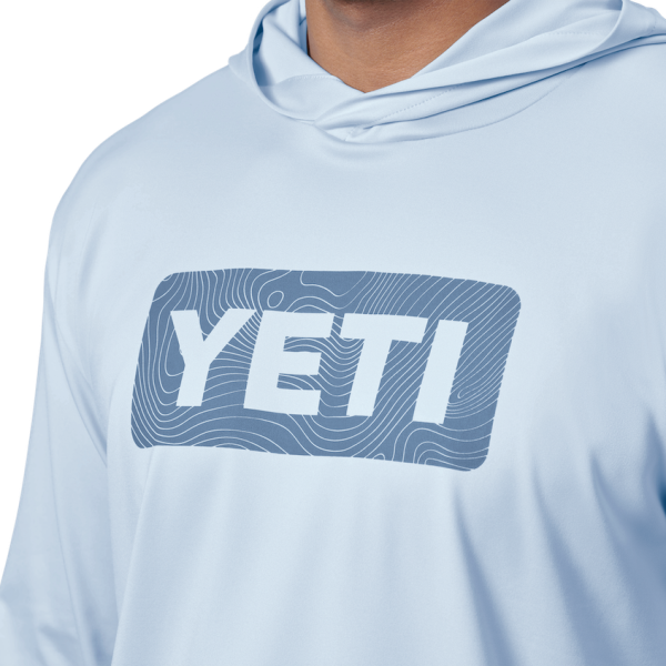 Light Blue Yeti Wave Logo Badge Hooded Long Sleeve Sunshirt Sunshirts | LFWJBS-539