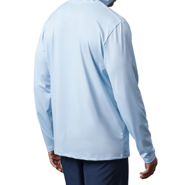 Light Blue Yeti Wave Logo Badge Hooded Long Sleeve Sunshirt Sunshirts | LFWJBS-539