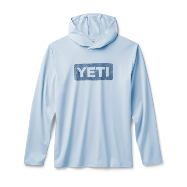 Light Blue Yeti Wave Logo Badge Hooded Long Sleeve Sunshirt Sunshirts | LFWJBS-539