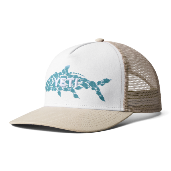 Light Khaki/White Yeti Tarpon Flies Trucker Hat Hats | TNCXOQ-697