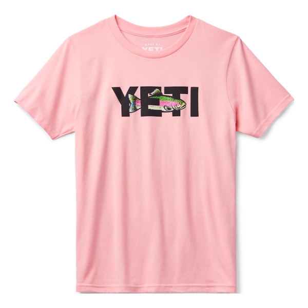 Light Pink Yeti Kids\' Rainbow Trout Short Sleeve T-Shirt Short Sleeve Tee | DVCJUW-658