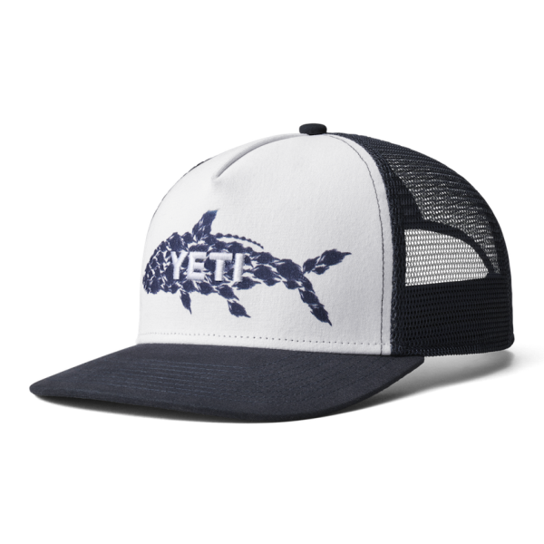 Navy/White Yeti Tarpon Flies Trucker Hat Hats | EUYMVC-862