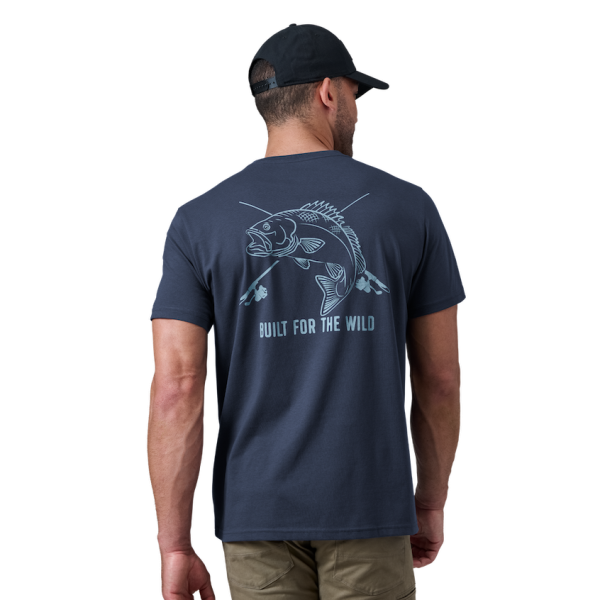 Navy Yeti Fishing Bass Short Sleeve T-Shirt Short Sleeve T-Shirt | LXJQOV-802