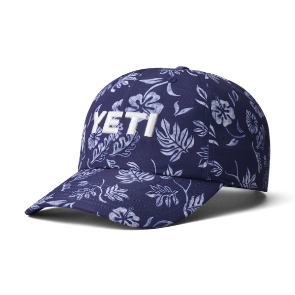 Navy Yeti Floral Print Baseball Cap Hats | YLEACD-810