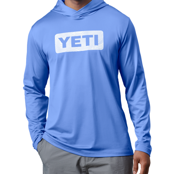 Offshore Blue Yeti Wave Logo Badge Hooded Long Sleeve Sunshirt Sunshirts | KYFWRZ-941