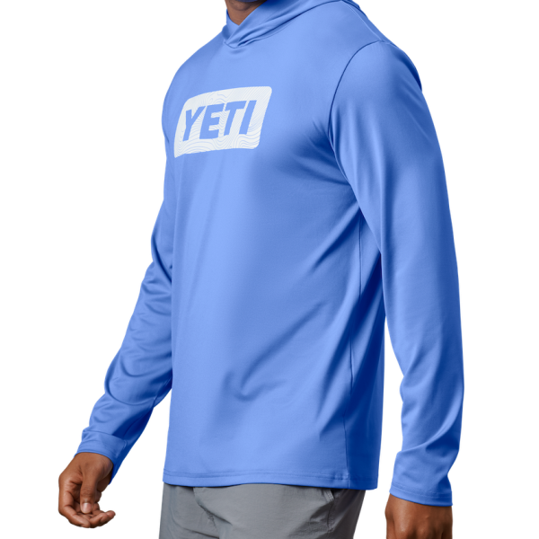 Offshore Blue Yeti Wave Logo Badge Hooded Long Sleeve Sunshirt Sunshirts | KYFWRZ-941