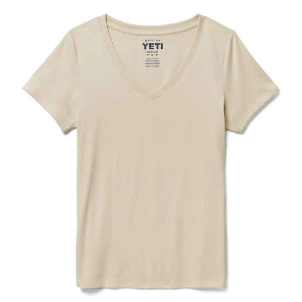 Sand Yeti Women's Turkey Feather V-Neck Short Sleeve Tee Short Sleeve T-Shirt | YCSJFB-367