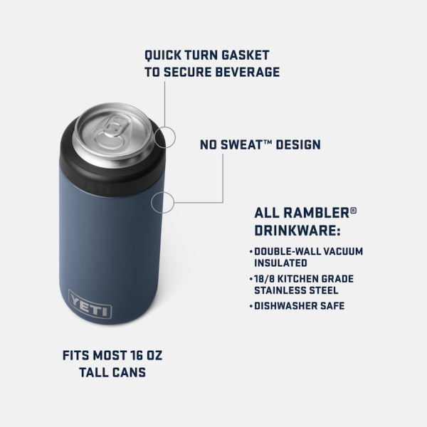 Stainless Yeti Rambler 16 oz Colster Tall Can Cooler Beer & Barware | JPMRGW-280