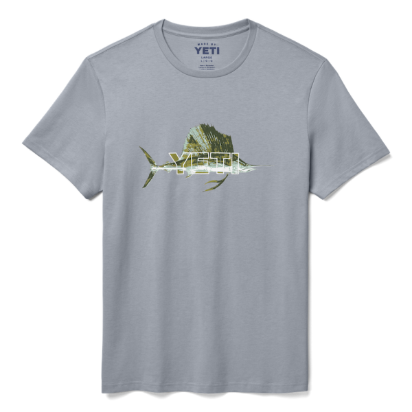 Stone Blue Yeti Sailfish Badge Short Sleeve Tee Short Sleeve T-Shirt | GZBTIM-280