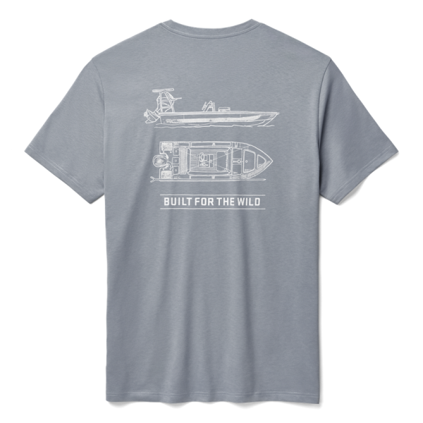 Stone Blue Yeti Skiff Blueprint Short Sleeve Tee Short Sleeve T-Shirt | JMDXVU-783