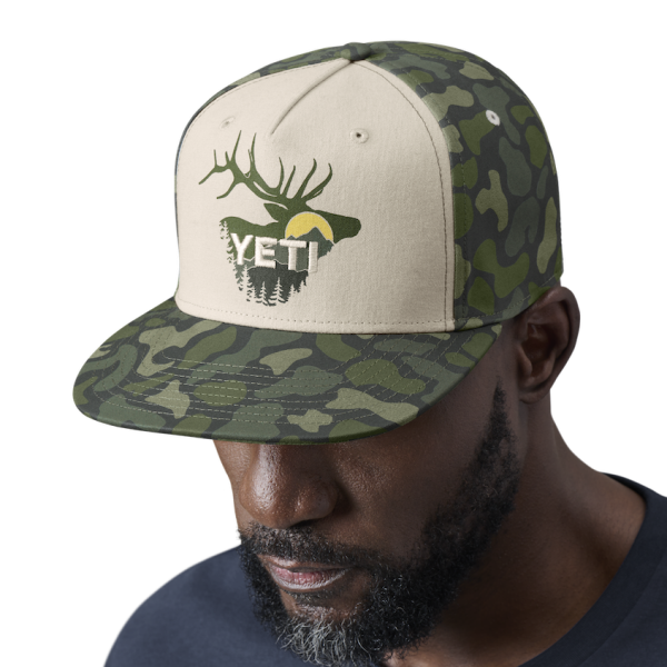 Tan/Green Camo Yeti Sunrise Elk Flat Brim Hat Hats | FMQUZD-863