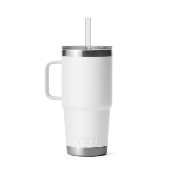 White Yeti Rambler 25 oz Mug Straw Drinkware | KXJCWU-892