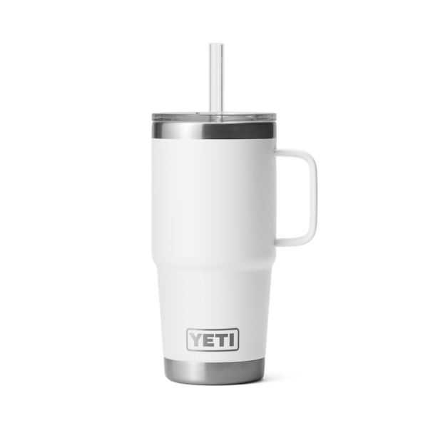 White Yeti Rambler 25 oz Mug Straw Drinkware | KXJCWU-892