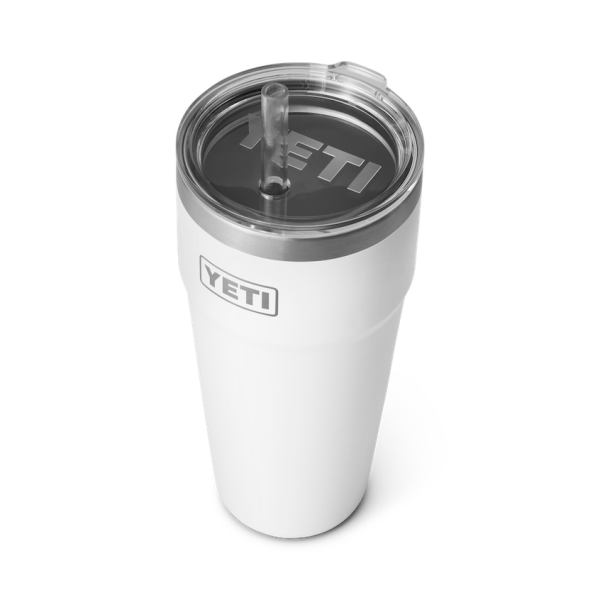 White Yeti Rambler 26 oz Stackable Cup Straw Drinkware | CZGHIX-246