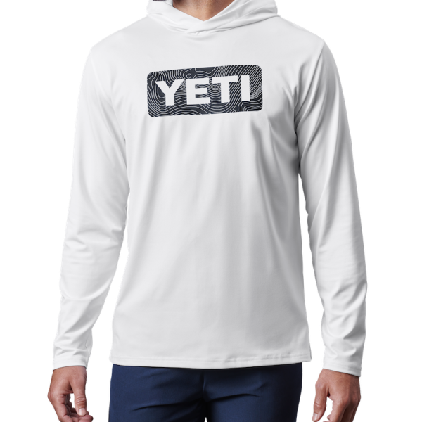 White Yeti Wave Logo Badge Hooded Long Sleeve Sunshirt Sunshirts | RJVCSE-359