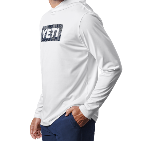 White Yeti Wave Logo Badge Hooded Long Sleeve Sunshirt Sunshirts | RJVCSE-359