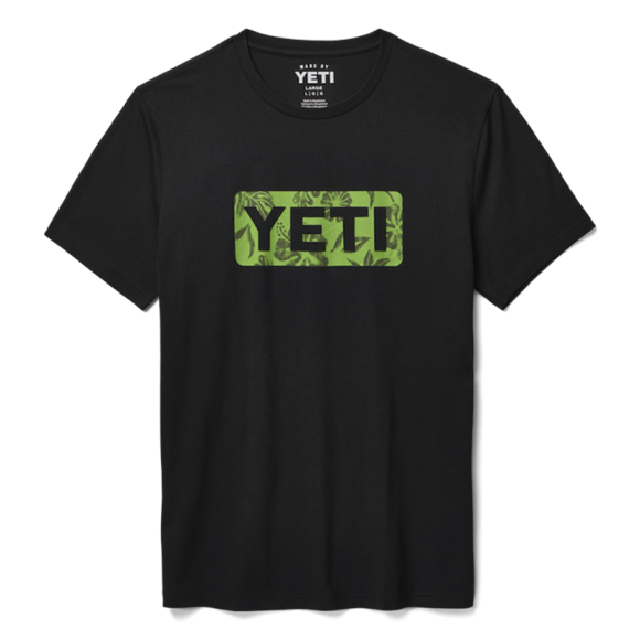 Black Yeti Floral Logo Badge Short Sleeve Tee Short Sleeve T-Shirt | KHWPEN-024