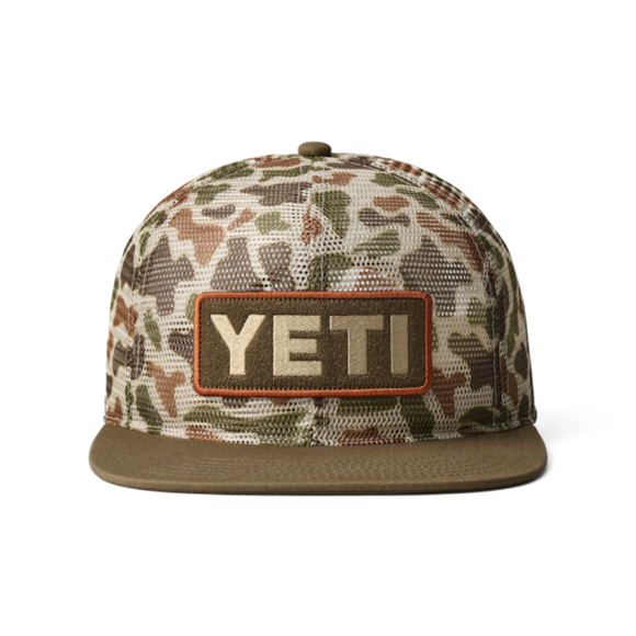 Brown/Camo Yeti Mesh Camo Flat Brim Hat Hats | GFSACJ-957