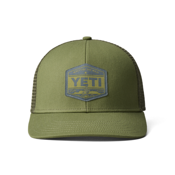 Dark Moss Yeti Built for the Wild Trucker Hat Hats | YEOHGS-527