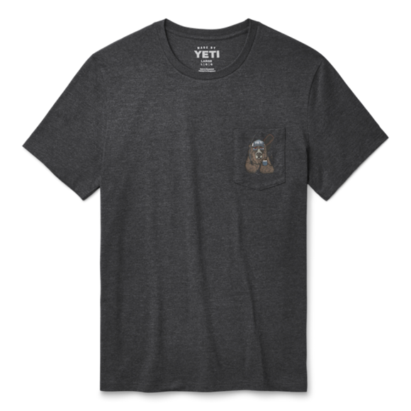 Heather Charcoal Yeti Cool Bear Pocket Short Sleeve T-Shirt Short Sleeve T-Shirt | UKBMOD-591