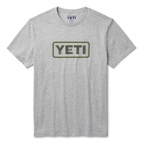 Heather Gray Yeti Camo Logo Badge Short Sleeve T-Shirt Short Sleeve T-Shirt | NPTEXD-487