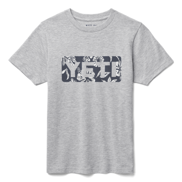 Heather Gray Yeti Kids' Floral Logo Badge Short Sleeve Tee Short Sleeve Tee | HPSKDE-239