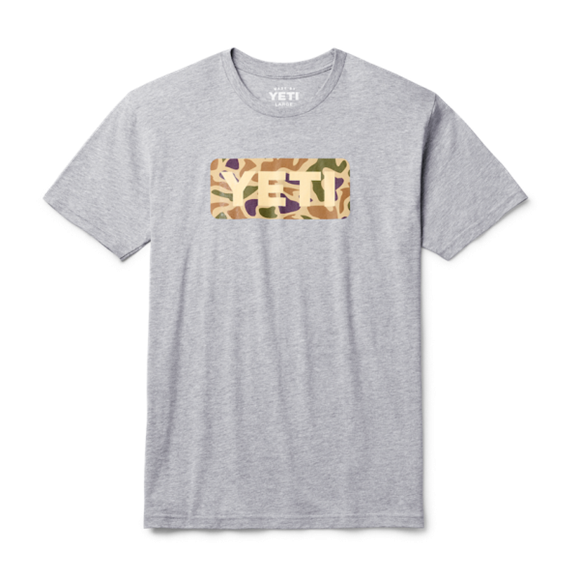 Heather Gray Yeti Logo Badge Duck Camo Short Sleeve T-Shirt Short Sleeve T-Shirt | NMCAIZ-032