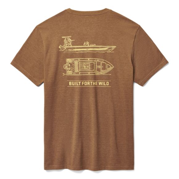 Heather Tobacco Yeti Skiff Blueprint Short Sleeve Tee Short Sleeve T-Shirt | XPLUWF-561