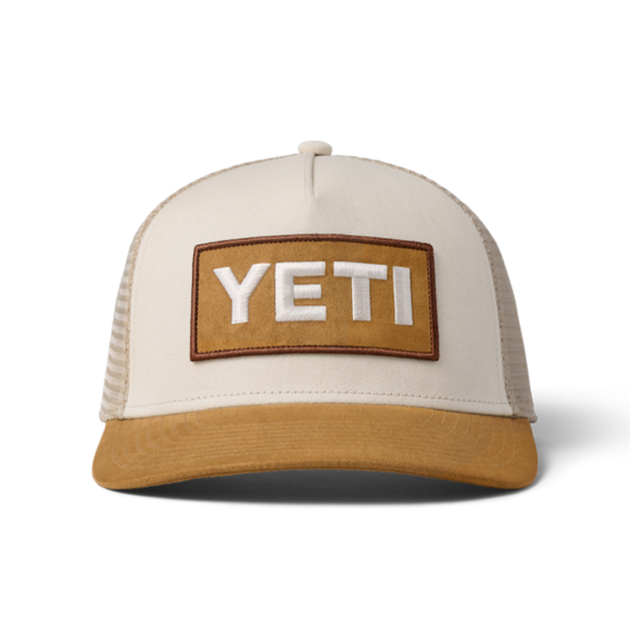 Khaki/Tan Yeti Logo FX Suede Brim Trucker Hat Hats | BJCDZY-365