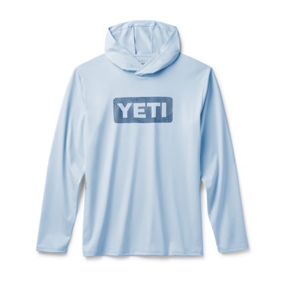 Light Blue Yeti Wave Logo Badge Hooded Long Sleeve Sunshirt Sunshirts | LFWJBS-539