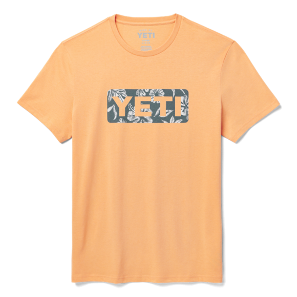 Salmon Yeti Floral Logo Badge Short Sleeve Tee Short Sleeve T-Shirt | GSCQOZ-715