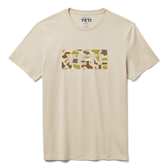 Sand/Camo Yeti Camo Logo Badge Short Sleeve Tee Short Sleeve T-Shirt | CNALXW-462