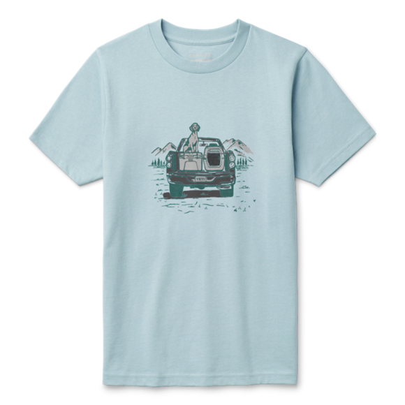 Sky Blue Yeti Kids' Pup In A Truck Short Sleeve T-Shirt Short Sleeve Tee | QGMWNR-835