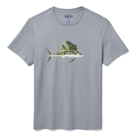 Stone Blue Yeti Sailfish Badge Short Sleeve Tee Short Sleeve T-Shirt | GZBTIM-280