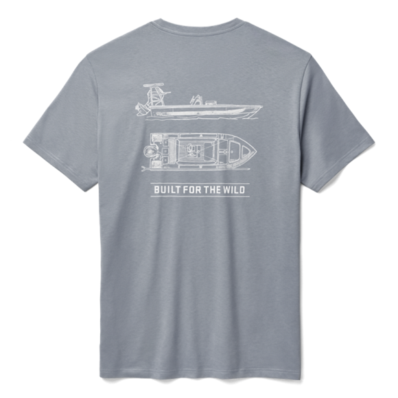 Stone Blue Yeti Skiff Blueprint Short Sleeve Tee Short Sleeve T-Shirt | JMDXVU-783