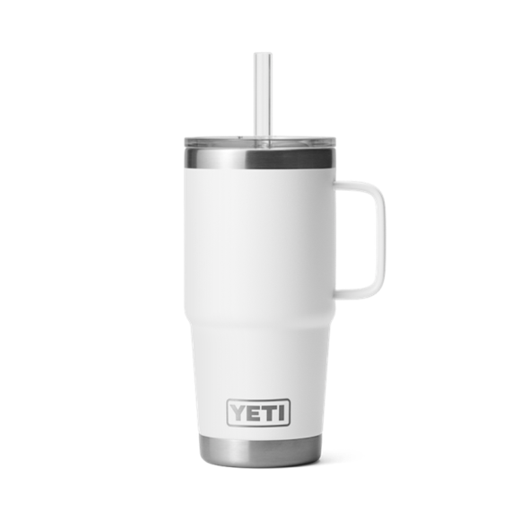 White Yeti Rambler 25 oz Mug Straw Drinkware | KXJCWU-892